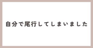 自分で尾行してしまい、警戒しているのですが･･･